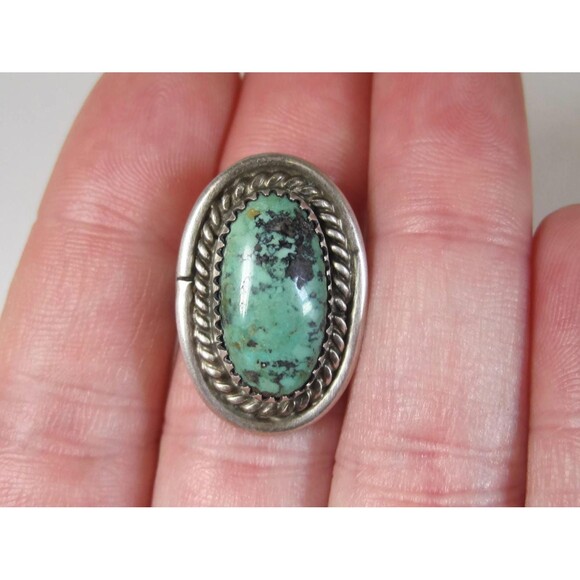 Vintage Sterling Navajo Green Turquoise Ring Size 6.5 Sarah Watson - Picture 10 of 10